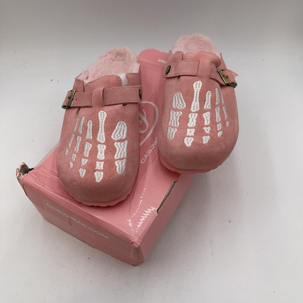 Casjwear SKELLY FUR CLOGS PINK Buckle Slip On Comfort Size 10 Limited Edition - Picture 3 of 9